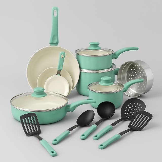 GreenLife Soft Grip 12-Piece Ceramic Nonstick Cookware Set